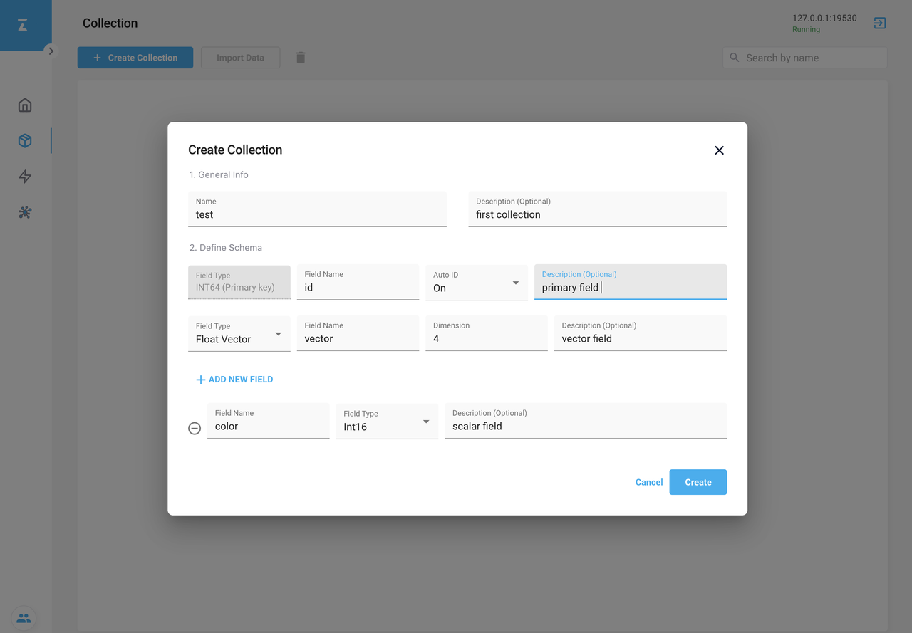 Create Collection dialog box